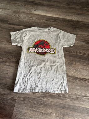 Jurassic World Logo Tee in Heather Gray
